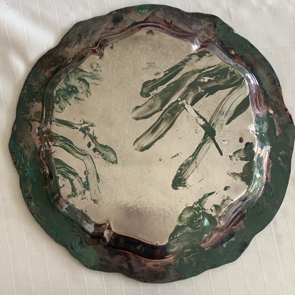 Vintage Rogers platter vanity serving tray colorful handmade by me - Picture 10 of 13